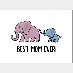 Elephant Mama with Cub, Best Mom Ever Posters and Art